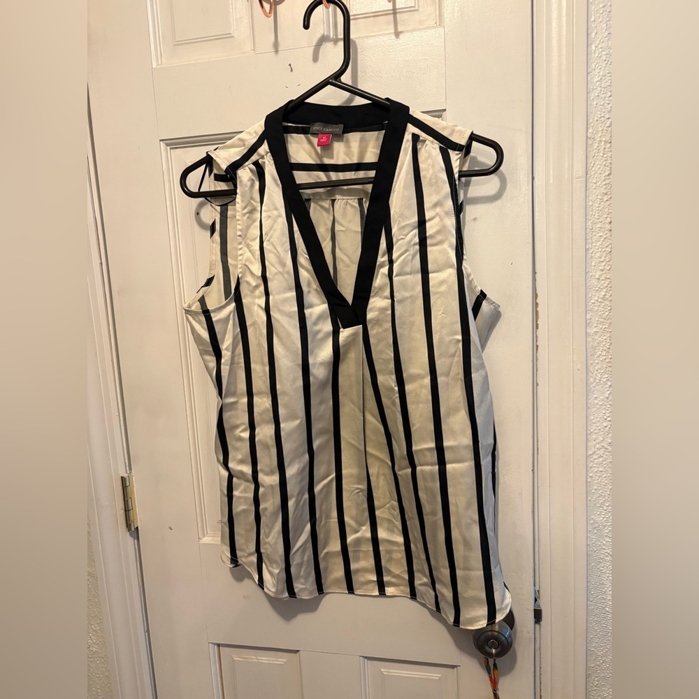 Vince Camuto Black and White Striped Blouse